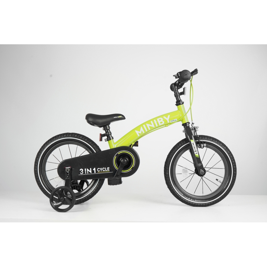 QPlay - Bicicleta para crianças 14" MINIBY 3em1 verde