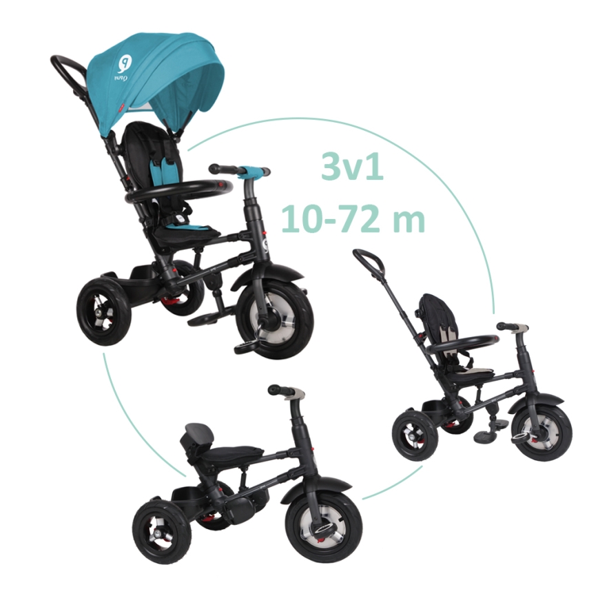 QPlay - Triciclo de criança 3em1 RITO AIR turquesa