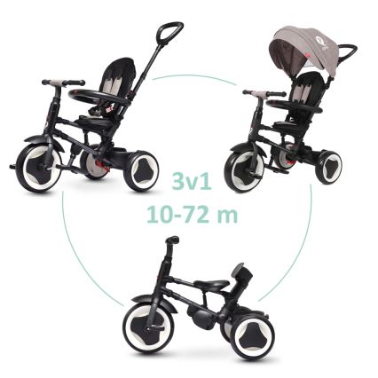 QPlay - Triciclo de criança 3em1 RITO EVO cinzento