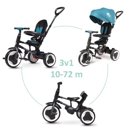 QPlay - Triciclo de criança 3em1 RITO EVO turquesa