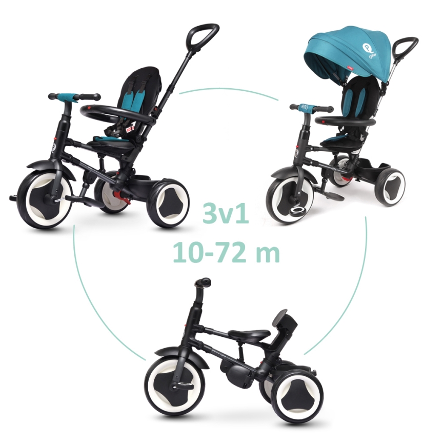 QPlay - Triciclo de criança 3em1 RITO EVO turquesa