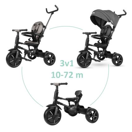QPlay - Triciclo de criança 3em1 RITO STAR cinzento escuro