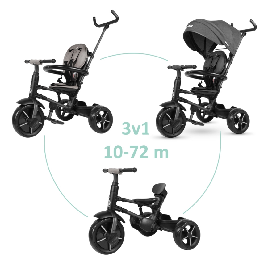 QPlay - Triciclo de criança 3em1 RITO STAR cinzento escuro