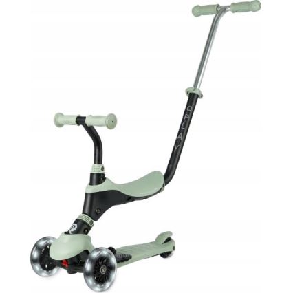 QPlay - Trotinete infantil SEMA PRO 5 em 1 com rodas LED verde