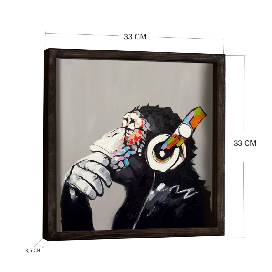 Quadro de parede 33x33 cm preto/multicolorido