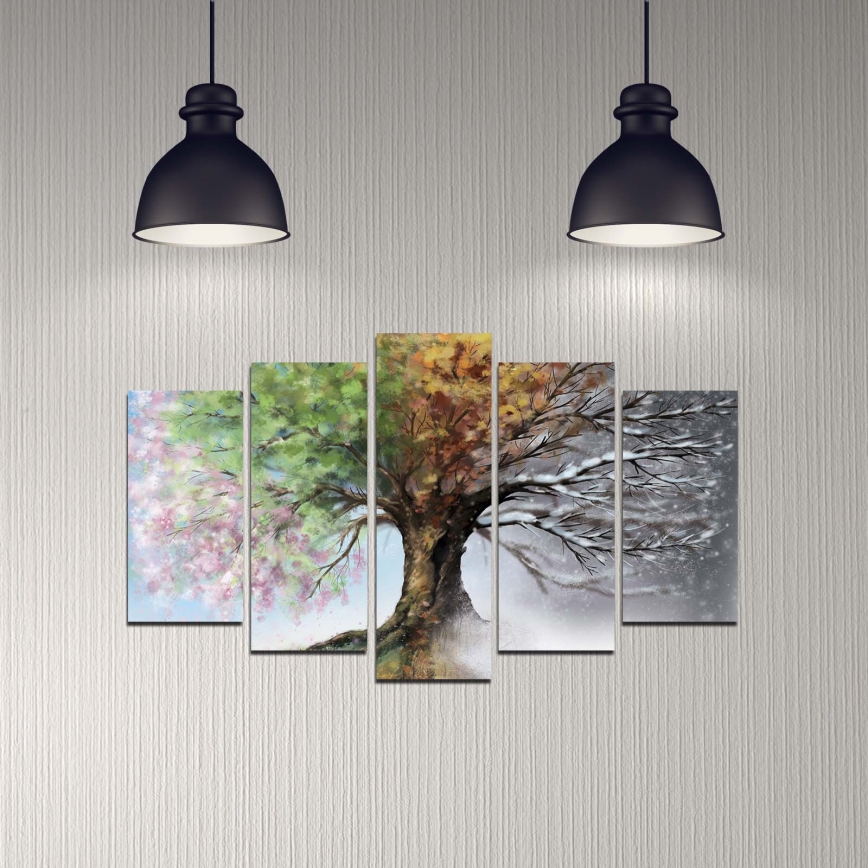 Quadro de parede 5 unid. 110x60 cm árvore