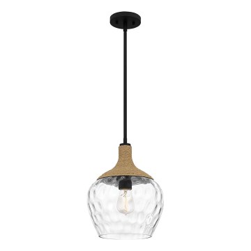 Quoizel - Candeeiro suspenso ROYER 1xE27/60W/230V diâmetro 30,2 cm transparente/preto/bege