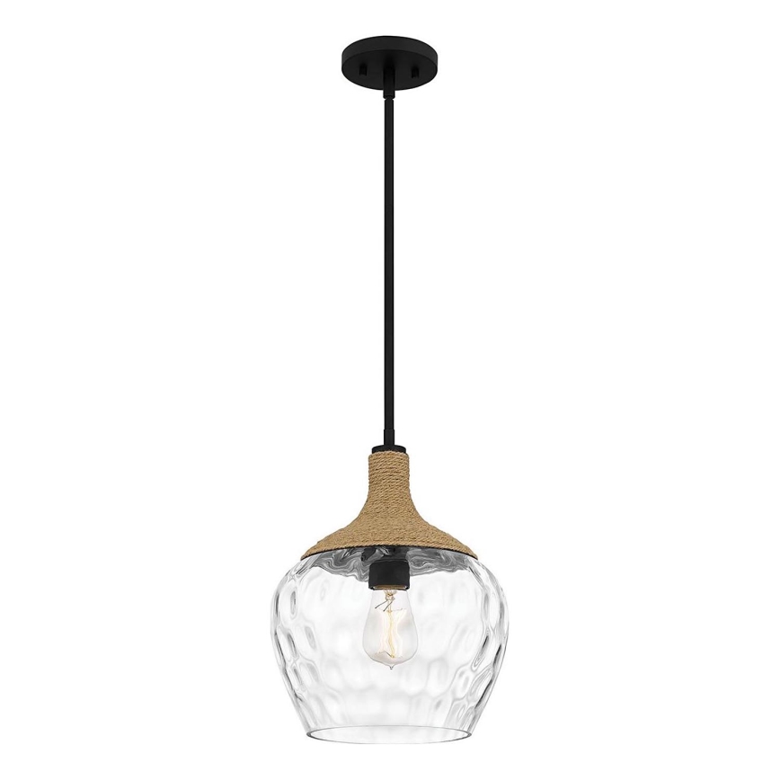 Quoizel - Candeeiro suspenso ROYER 1xE27/60W/230V diâmetro 30,2 cm transparente/preto/bege