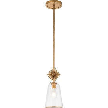 Quoizel - Candeeiro suspenso STARING 1xE27/40W/230V diâmetro 18,4 cm dourado/pátina/transparente