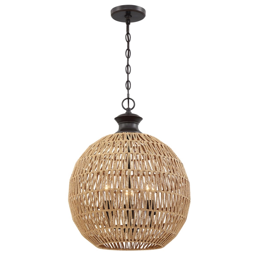 Quoizel - Lustre suspenso com corrente CASABLANCA 3xE27/60W/230V castanho