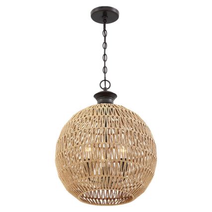 Quoizel - Lustre suspenso com corrente CASABLANCA 3xE27/60W/230V castanho