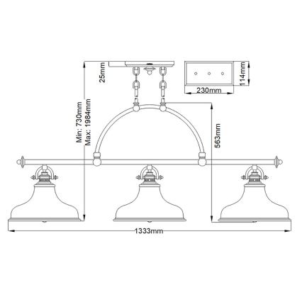 Quoizel - Candeeiro suspenso EMERY 3xE27/100W/230V cromado brilhante