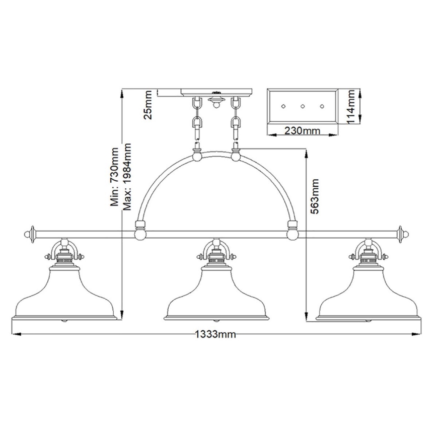 Quoizel - Candeeiro suspenso EMERY 3xE27/100W/230V cromado brilhante