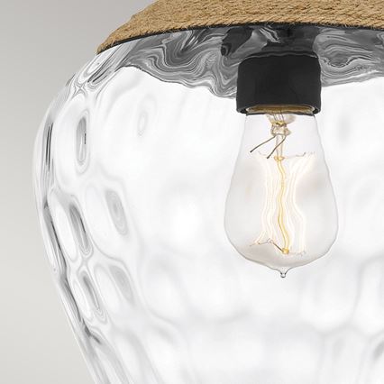 Quoizel - Candeeiro suspenso ROYER 1xE27/60W/230V diâmetro 30,2 cm transparente/preto/bege