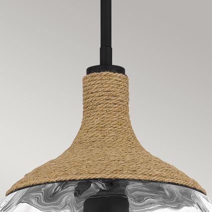 Quoizel - Candeeiro suspenso ROYER 1xE27/60W/230V diâmetro 30,2 cm transparente/preto/bege