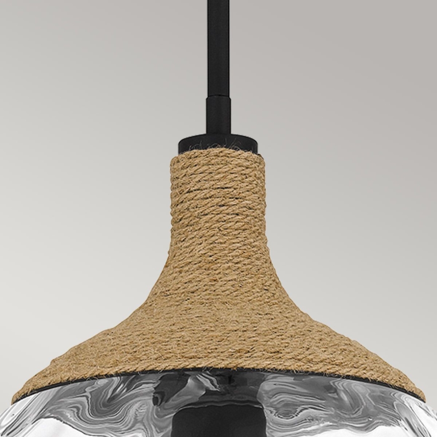 Quoizel - Candeeiro suspenso ROYER 1xE27/60W/230V diâmetro 30,2 cm transparente/preto/bege
