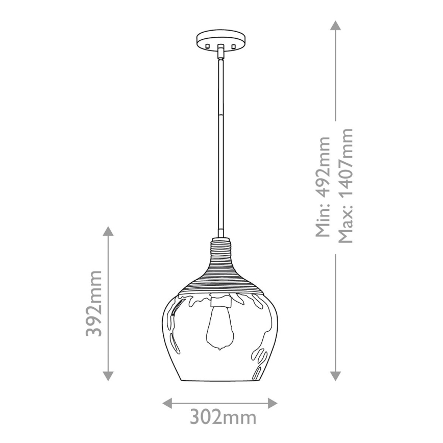 Quoizel - Candeeiro suspenso ROYER 1xE27/60W/230V diâmetro 30,2 cm transparente/preto/bege