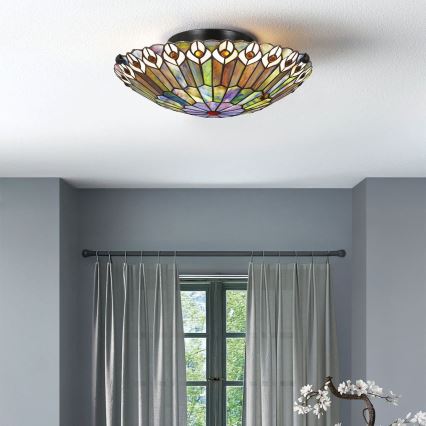 Quoizel - Candeeiro de tecto Tiffany WATKINS 2xE27/60W/230V Ø 42 cm
