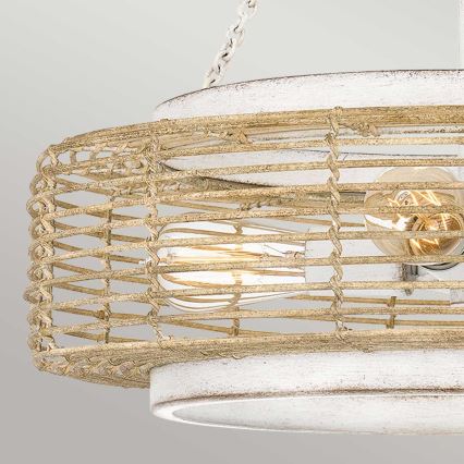 Quoizel - Lustre suspenso por corrente WAYLON 4xE27/60W/230V Ø 50,4 cm castanho/branco