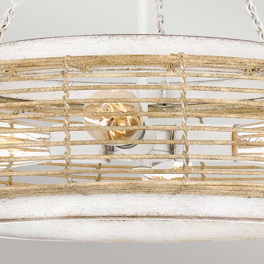 Quoizel - Lustre suspenso por corrente WAYLON 4xE27/60W/230V Ø 50,4 cm castanho/branco