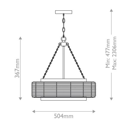 Quoizel - Lustre suspenso por corrente WAYLON 4xE27/60W/230V Ø 50,4 cm castanho/branco