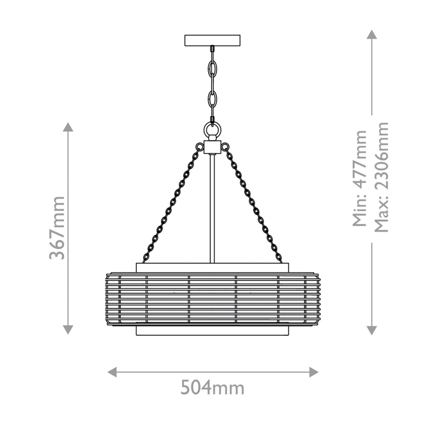 Quoizel - Lustre suspenso por corrente WAYLON 4xE27/60W/230V Ø 50,4 cm castanho/branco