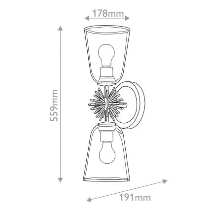 Quoizel - Aplique de parede STARING 2xE27/40W/230V, acabamento em cobre
