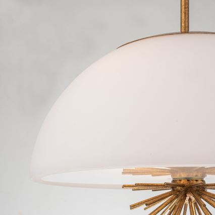 Quoizel - Candeeiro suspenso STARING 3xE14/40W/230V diâmetro 45,7 cm dourado/pátina/branco