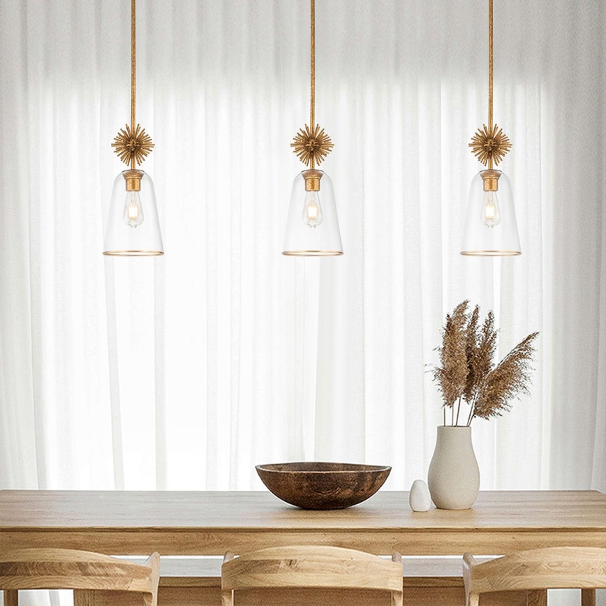 Quoizel - Candeeiro suspenso STARING 1xE27/40W/230V diâmetro 18,4 cm dourado/pátina/transparente