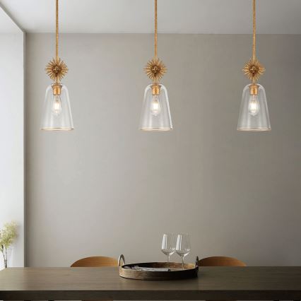 Quoizel - Candeeiro suspenso STARING 1xE27/40W/230V diâmetro 18,4 cm dourado/pátina/transparente
