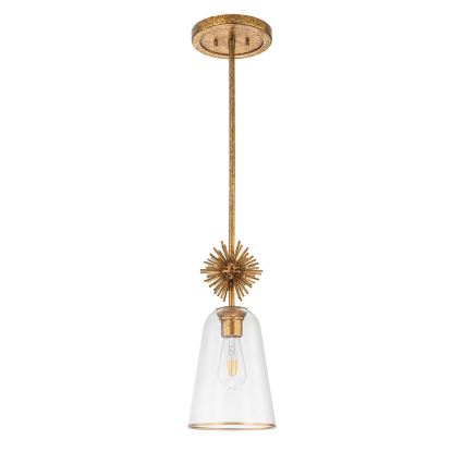 Quoizel - Candeeiro suspenso STARING 1xE27/40W/230V diâmetro 18,4 cm dourado/pátina/transparente