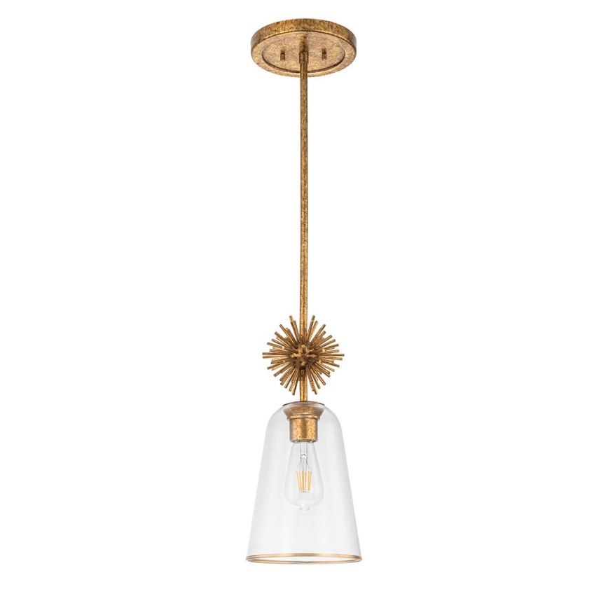 Quoizel - Candeeiro suspenso STARING 1xE27/40W/230V diâmetro 18,4 cm dourado/pátina/transparente
