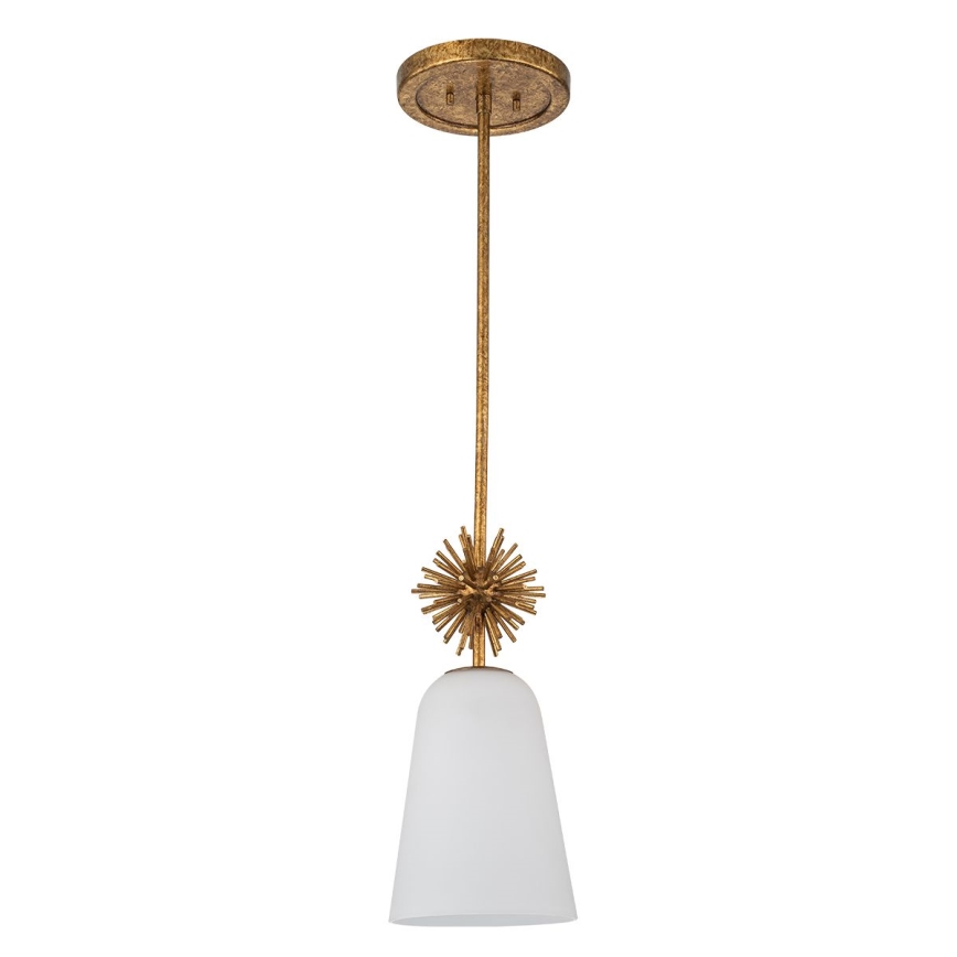 Quoizel - Candeeiro suspenso STARING 1xE27/40W/230V diâmetro 18,4 cm dourado/pátina/branco