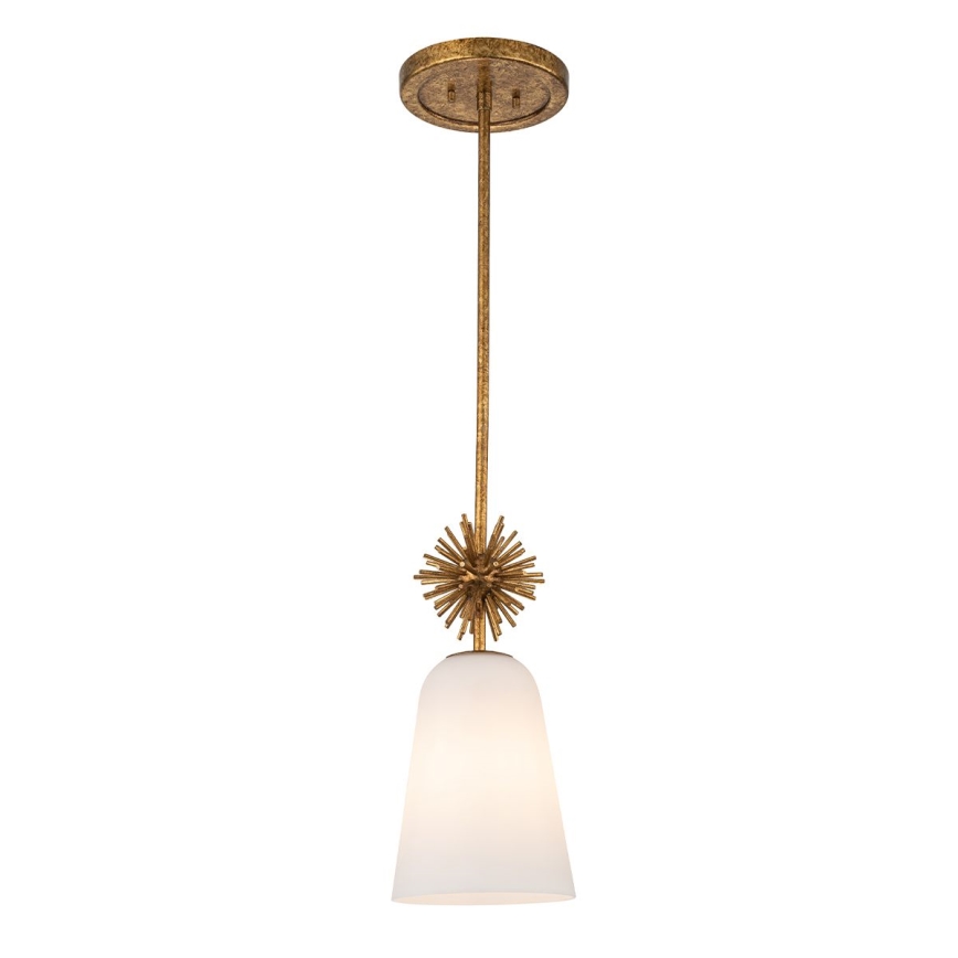 Quoizel - Candeeiro suspenso STARING 1xE27/40W/230V diâmetro 18,4 cm dourado/pátina/branco