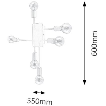 Rabalux - Candelabro integrado 6xE27/15W/230V