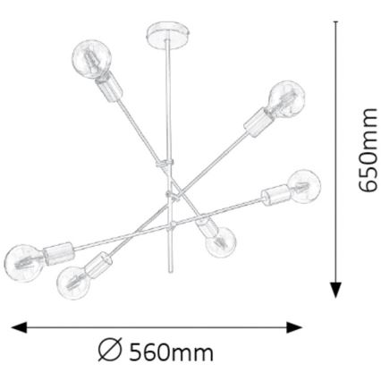 Rabalux - Candelabro pendente 6xE27/15W/230V