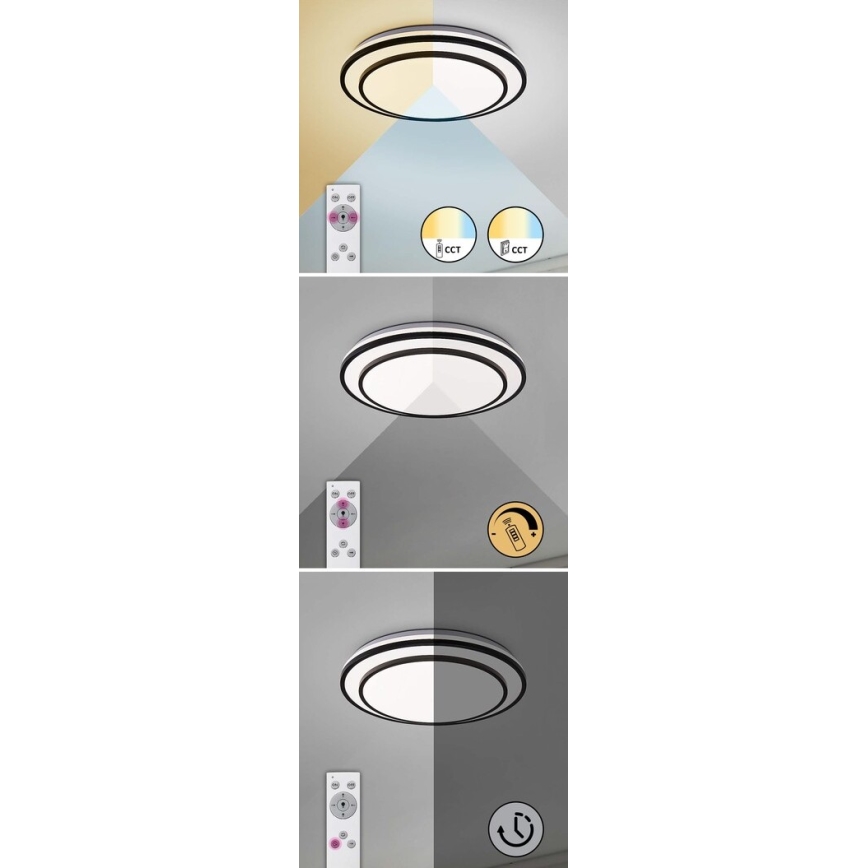 Rabalux - Iluminação de teto LED com regulação LED/40W/230V 3000-6500K preta + controlo remoto