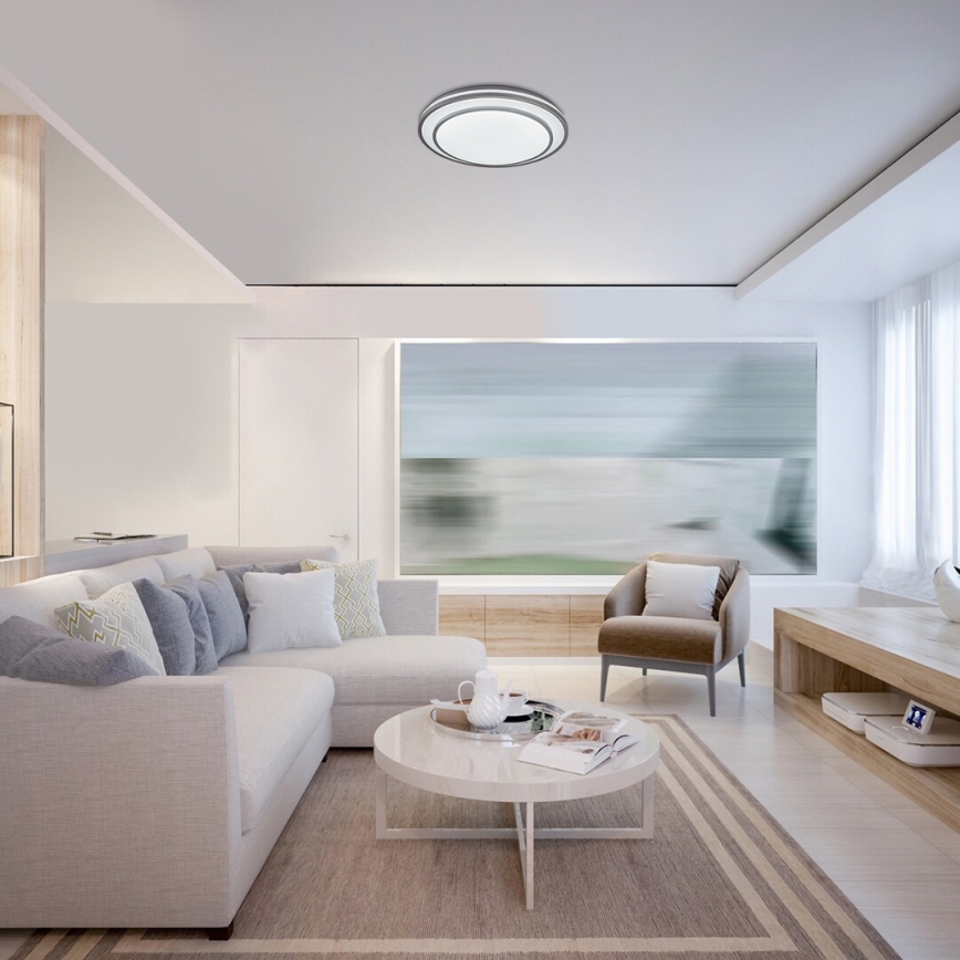 Rabalux - Iluminação de teto LED com regulação LED/40W/230V 3000-6500K prateada + controlo remoto