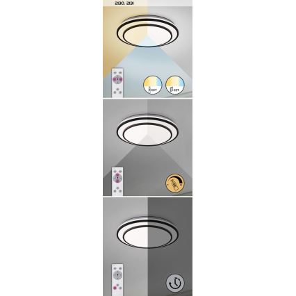 Rabalux - Iluminação de teto LED com regulação LED/40W/230V 3000-6500K prateada + controlo remoto