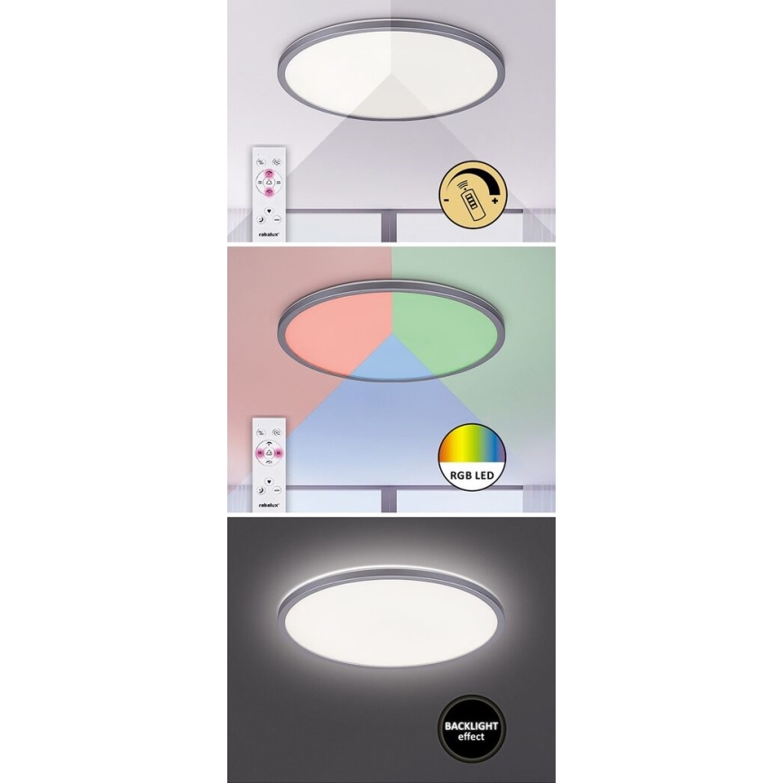 Rabalux - Iluminação de teto LED RGB com regulação LED/22W/230V Wi-Fi Tuya + comando