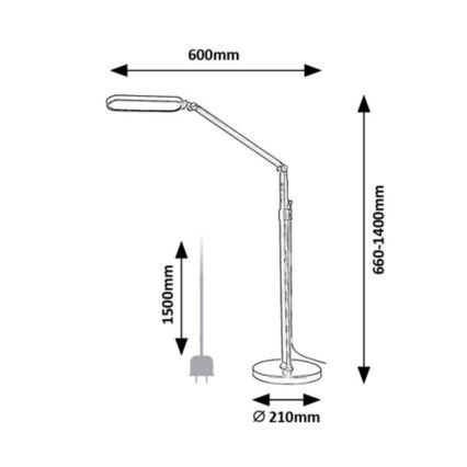 Rabalux - Candeeiro de chão LED táctil com regulação LED/13W/230V 3000-6000K preto