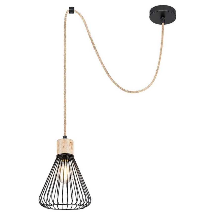 Rabalux - Candelabro suspenso 1xE27/40W/230V preto/faia