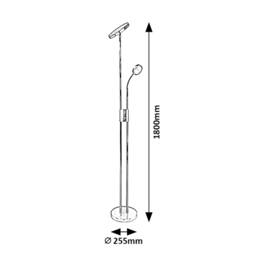 Rabalux - Candeeiro de chão LED com regulação LED/18,5W/230V + LED/4,5W cromado mate