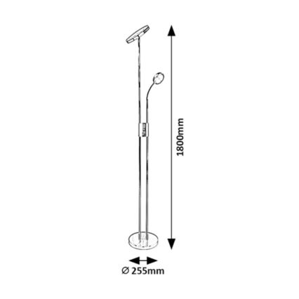 Rabalux 3240- Candeeiro de chão LED com regulação LED/18,5W/230V + LED/4,5W preto
