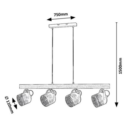 Rabalux  - Candelabro suspenso ROTEM 4xE14/40W/230V