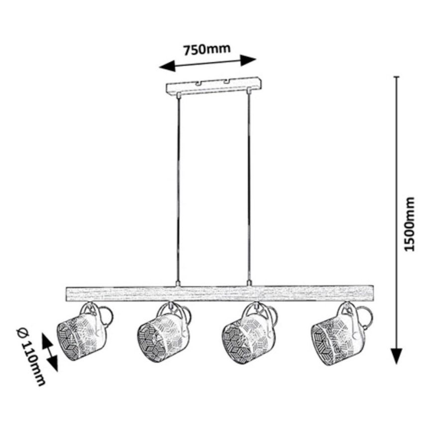 Rabalux  - Candelabro suspenso ROTEM 4xE14/40W/230V