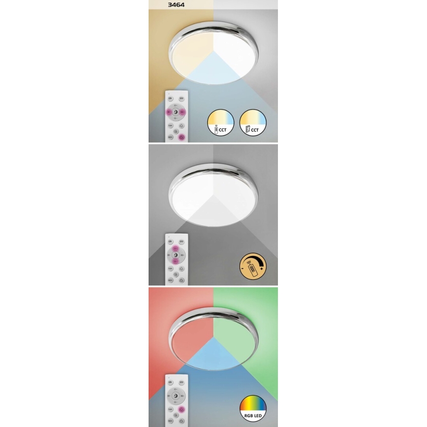 Rabalux - LED RGB Iluminação de teto de casa de banho com regulação LED/18W/230V diâmetro 30 cm 3000-6500K IP44 + controlo remoto