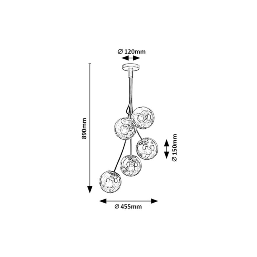 Rabalux - Candelabro suspenso GLORY 5xE14/40W/230V