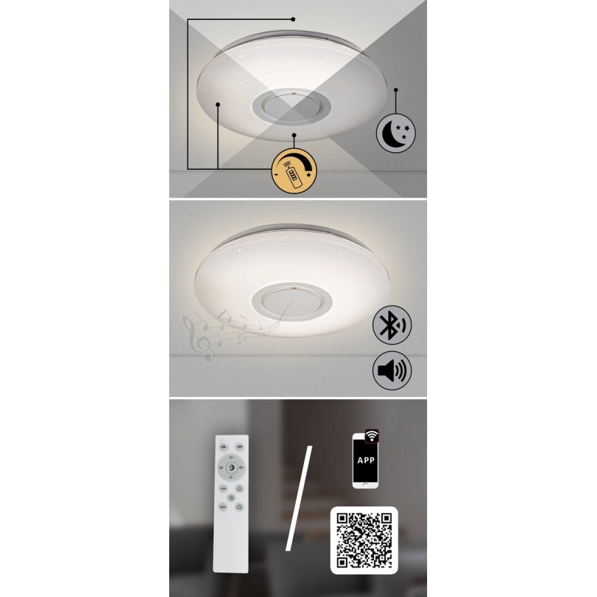 Rabalux - Iluminação de teto LED RGB com regulação e altifalante LED/24W/230V Wi-Fi Tuya + comando
