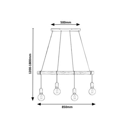 Rabalux - Candelabro suspenso 4xE27/40W/230V eucalipto